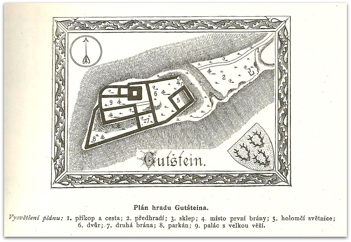 plánek ( Sedláček ) - hrad Gutštejn