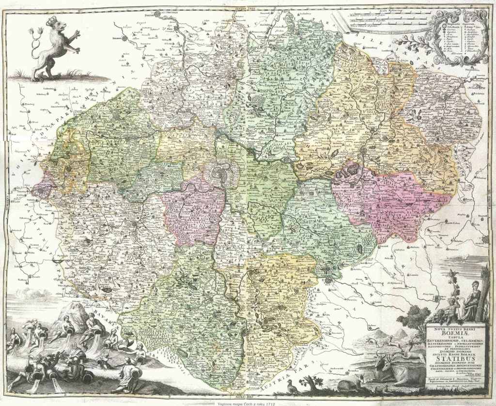 mapa Čechy 1712