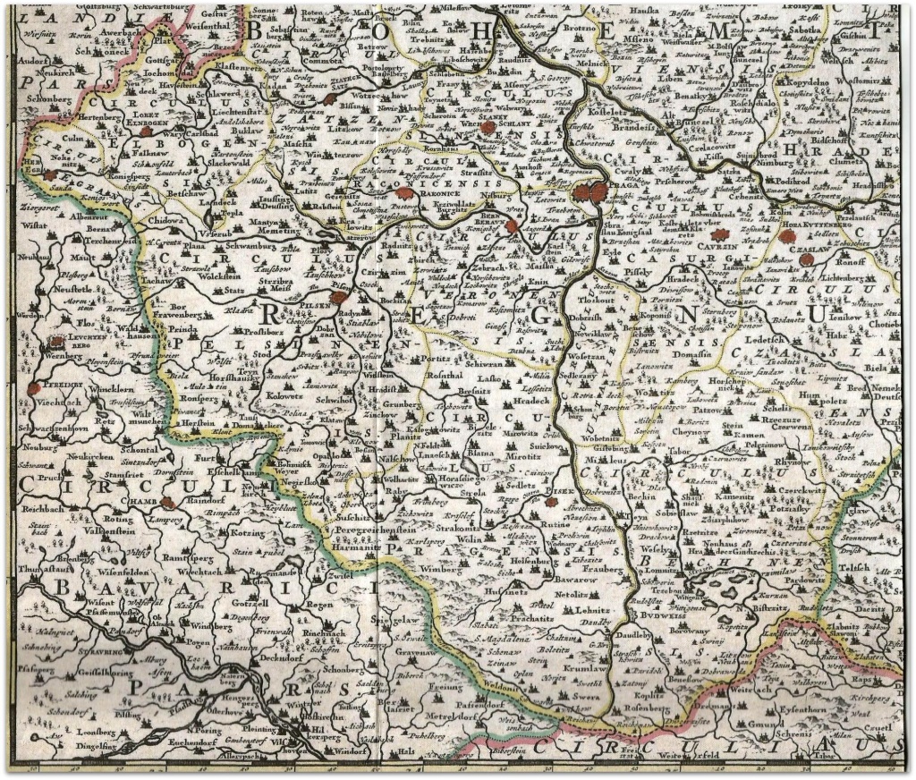 mapa českého království poč. 17. století