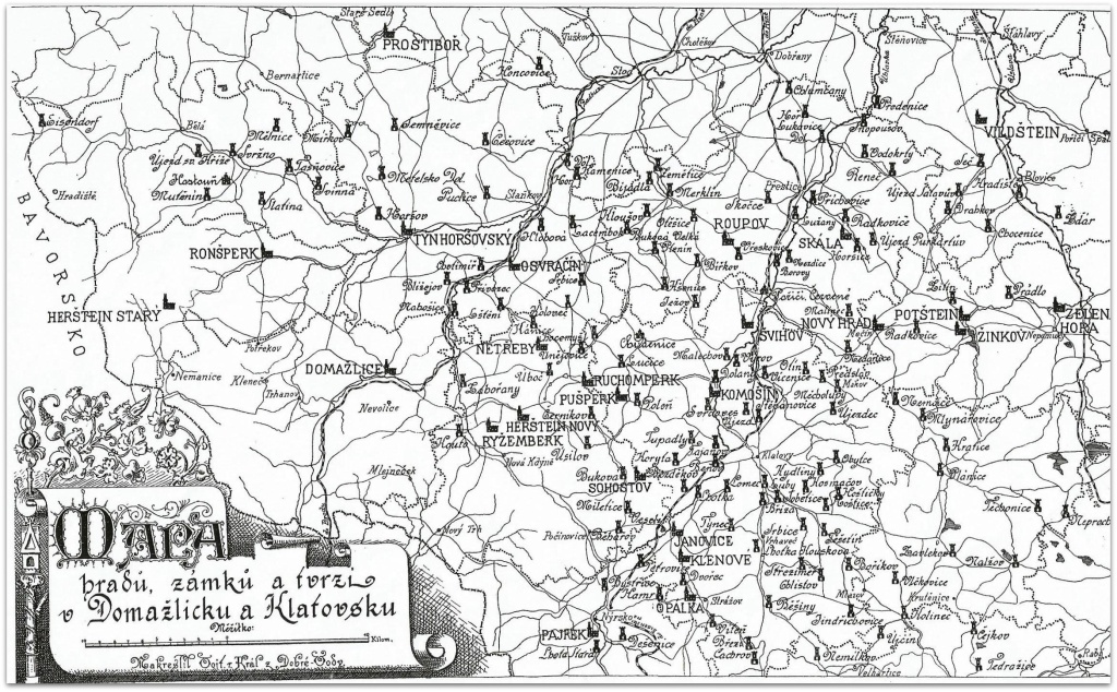 mapa hradů Domažlicka a Klatovska
